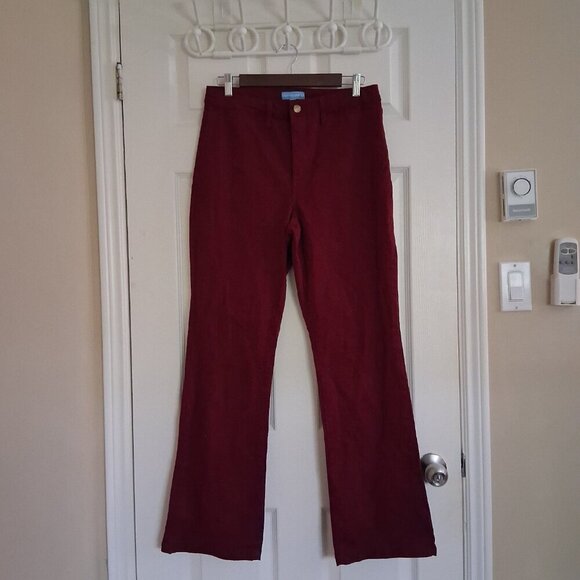 Draper James Women's Size 12 Burgundy Welt Pocket Bootcut High Rise Twill Pants - Picture 3 of 14